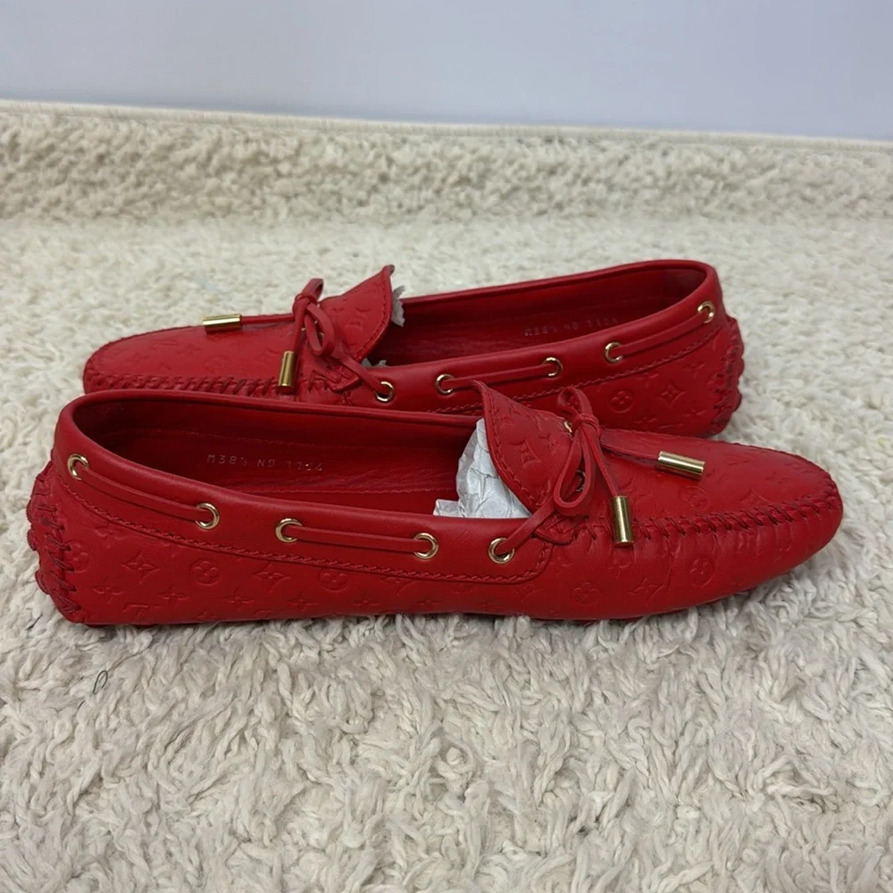 Louis Vuitton Gloria Leather Flats Size 38.5 Red‎ Women’s - Picture 8 of 11
